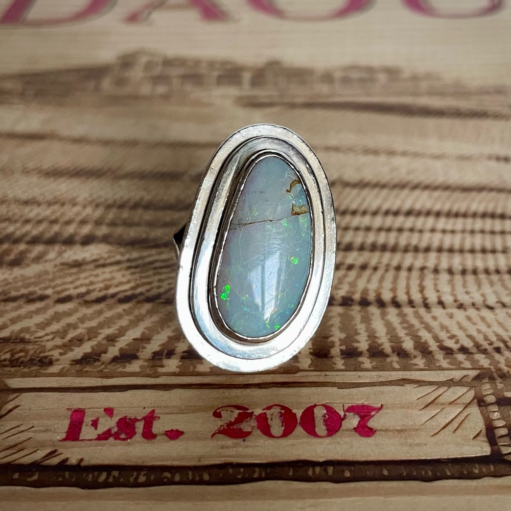 Vintage Sterling Silver 925 Solid Opal Statement … - image 1